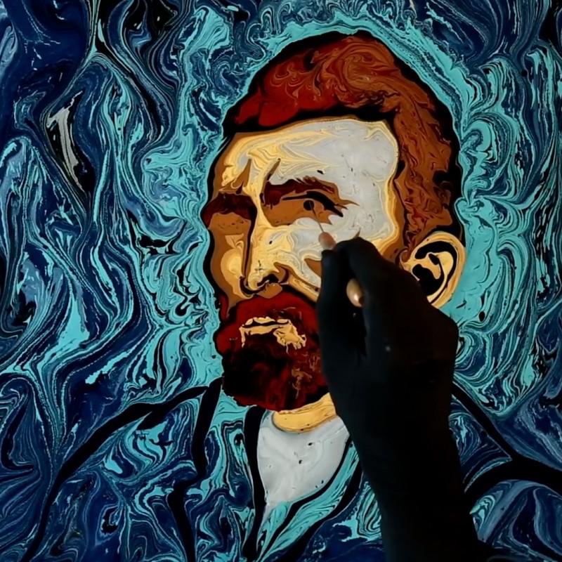 Artist Recreates Famous Paintings On Water Using Ebru